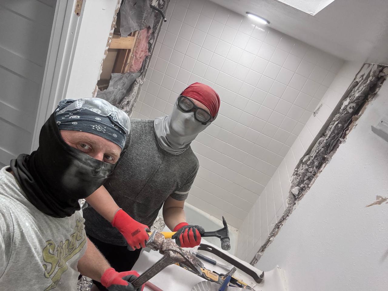 Bathroom demolition before renovation