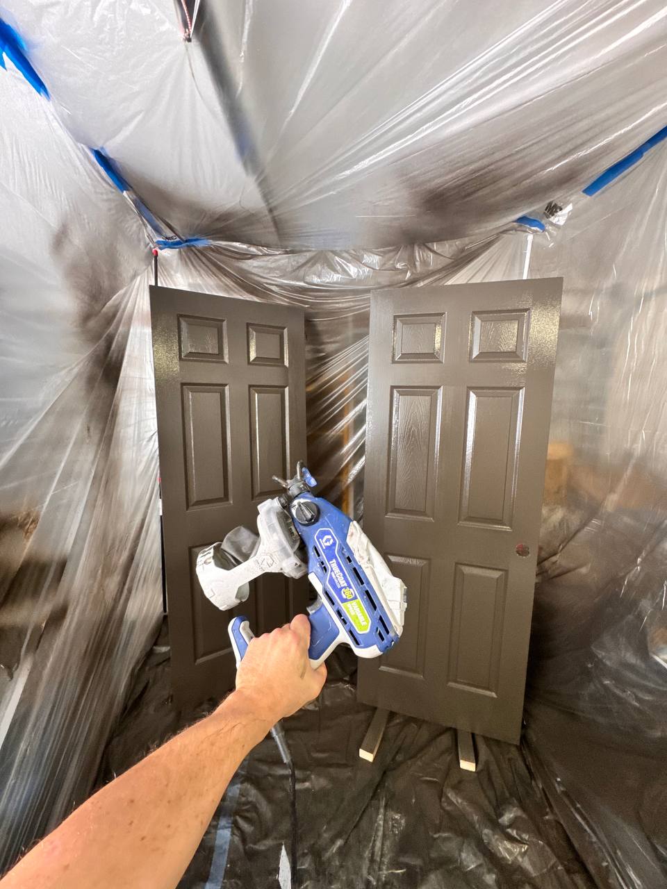 Interior doors spray-finished