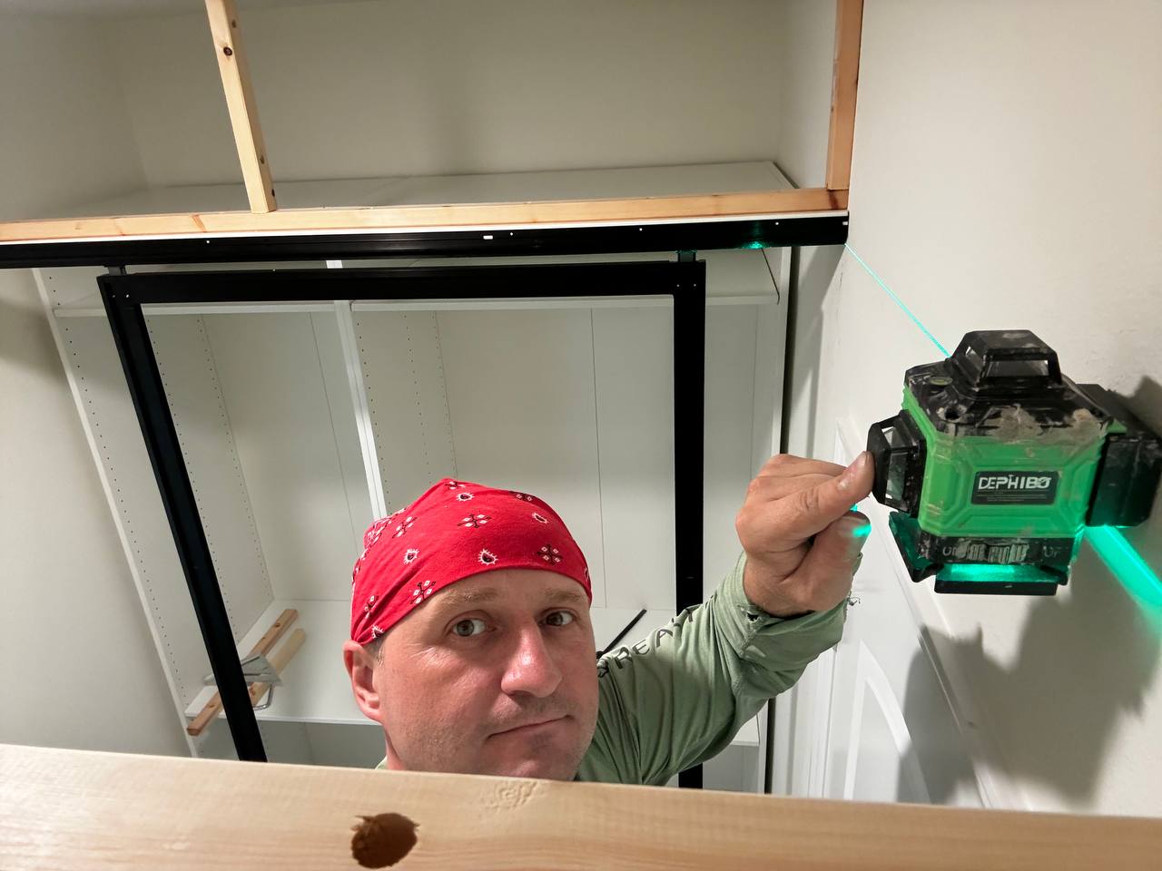 Laser level layout for custom built-ins