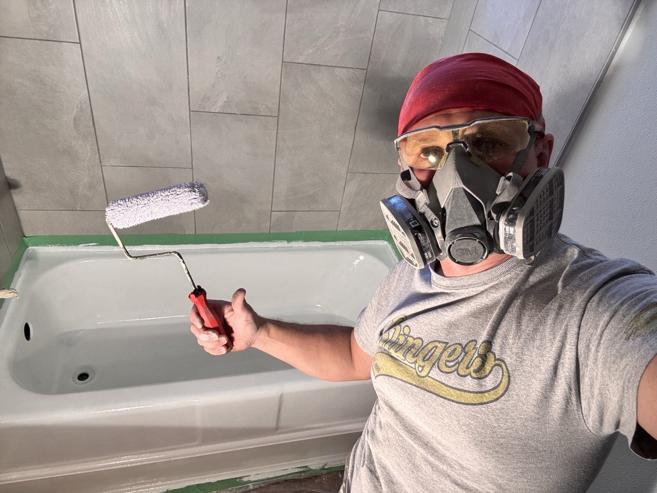 Bathtub refinishing in progress